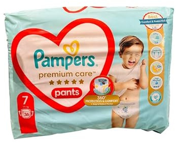 Pampers Pants Windel Größe 7 (17+ kg), Premium Care, 36 Stück, Passform 360°, Ultra-Schaumstoff für Komfort und besten Schutz