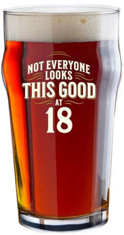 D Design Invent Print! 18th Birthday Beer Glass Gift Funny Printed Tankard Beer Mug for Men Women Age 18 Year Old Gift Idea Keepsake Happy Birthday - 570ml