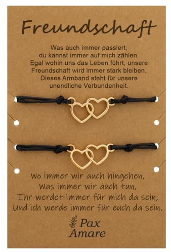 Pax Amare Freundschaftsarmbänder für 2 mit Herzen, Yin Yang, Schmetterling - Gluck BFF Armband für Mädchen & Damen
