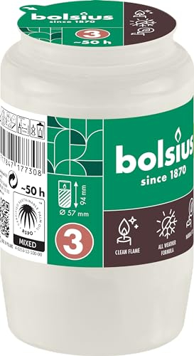 Bolsius Grablicht - Weiß - 20 Stk. - Länge Brenndauer 2 Tage - Trauerkerze & Gedenkstätte Kerzen - Sauberes Abbrennen - Ohne Palmöl