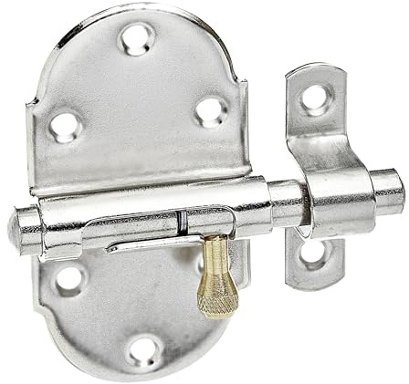 Alberts 842444 Grendelriegel | mit Messing-Knopf | vernickelt | Platte 45 x 85 mm | Bolzen-Ø 10 mm | 10er Set