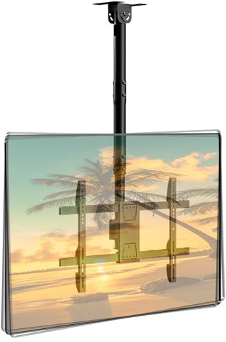 Soporte TV Techo para, Ajustable e inclinable – Compatible con la mayoría de los televisores de 43 a 86 Pulgadas, Soporte de Techo Full-Motion, soporta hasta 60 kg, Compatible con VESA 600 x 400 mm