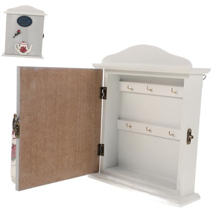 OFFSCH Holz Schlüsselhalter Box Rustikaler Wand Schlüsselorganizer Mit Haken Für Eingangsbereich Schlafzimmer Und Wohnzimmer Dekorative Schlüsselaufbewahrung Und Schmuckaufbewahrung