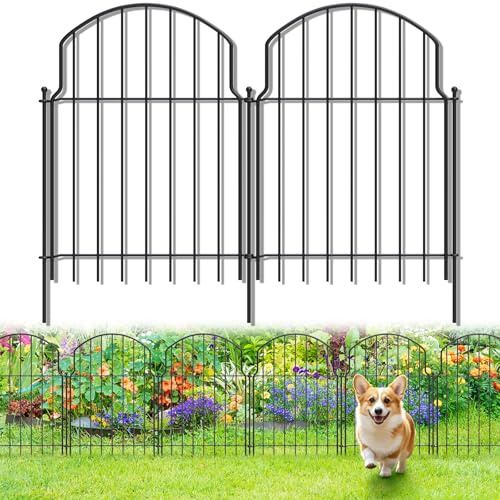 10Pcs Decorative Garden Fence, 20in(H)/10.8ft(L) Rustproof Metal Fences Animal Barrier Outdoor for Yard, Flower Bed Edging Ornamental Border Panel for Dogs, Rabbits, Dig Defence, Garden Decor, Patio