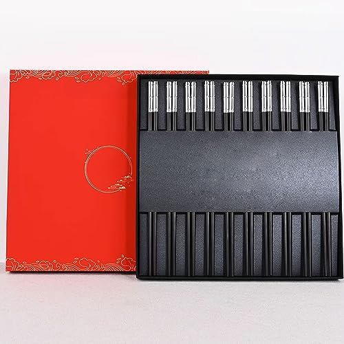 ZGYOZMNG Bacchette in Metallo Bacchette Bacchette riutilizzabili Bacchette Cinesi Commerciali, Set di Posate per Bacchette da 25 cm (B 5 Paia) (B 10 Paia)