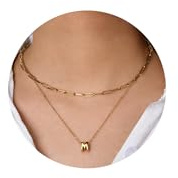 Candyfancy Buchstabe kette Gold Layered Kette mit Buchstaben Anhänger Personalisierte Edelstahl Vergoldete Buchstabenkette für Damen Mädchen