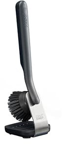 Joseph Joseph SinkTech Dish Brush with Stainless-Steel Storage Stand, Durable Bristles, Pan Scraper, Replaceable Head