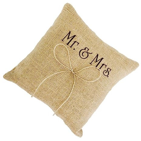 Alipis Mr & Mrs Sackleinen Jute Schleifengarn Ringkissen Für Eheringe Rustikale Hochzeitsdeko Mit Personalisierbarer Gravur Ideal Für Romantische Feiern Und Verlobungen Breit Und