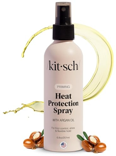 Kitsch Heat Protection Spray for Hair 201ml – Heat Protectant for Hair with Argan Oil – Styling Hair Spray for Frizz Control, Shine & Damage Protection – Protects Strands Up to 450°F / 232°C