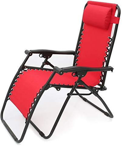 HHOZsafety Chaiselongue, faltbar, Garten-Sonnenliege, Liegestuhl, Liegestuhl, Schaukelstuhl, verstellbare Rückenlehne für Terrasse und Strand, 200 kg belastbar, 151 x 75 x 62 cm (braun) Braun (Rot)
