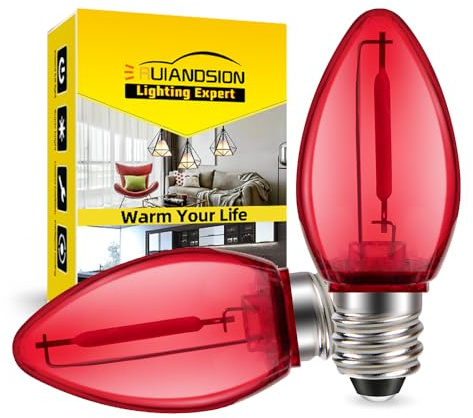 Ruiandsion E12 LED Bulb 220V Red 1W Screw Base LED Bulb Replacement for Christmas Tree Fireplace Decorations Reindeer Lights Jack-o'-Lanterns Pack of 2