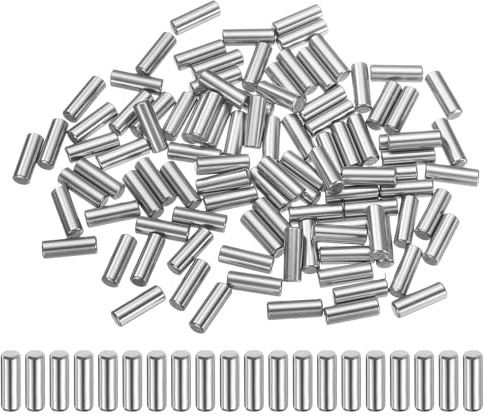 sourcing map 100 perni cilindrici in acciaio, 3 mm x 11 mm, per mensole, supporti per mensole, elementi di fissaggio, picchetti in metallo, tolleranza +/- 0,02 mm, tonalità argento