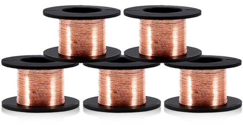 kupferdraht 0.1mm für Leiterplatten-Reparatur, Kupferdraht Isoliert, Kupferspule, 12 Meter je Rolle, 5 Rollen