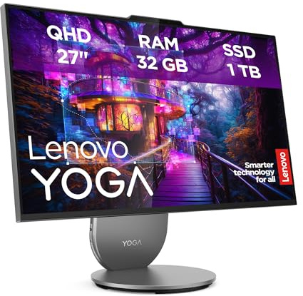 Lenovo Yoga All-In-One AI PC | 27 QHD Touch-Display | Intel Core Ultra 9 285H | 32GB | 1TB SSD | Intel Arc Grafik | Win11 | Inkl. Wireless Maus-Tastatur | Grau | Augenschutz | 2 Jahre Premium Care