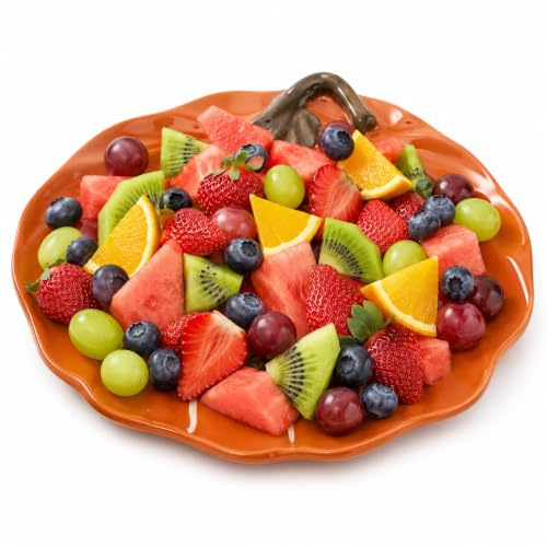 BESTYASH Keramik KüRbis Servierplatte 7.7 Zoll Handbemalt Bunte Unterglasur Herbst Deko Teller FüR Obst FrüHstüCk Oatmeal Baby Mahlzeiten