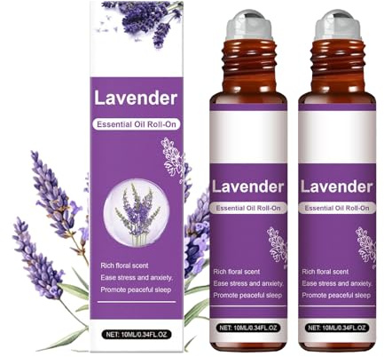 Lavendelöl Ätherische Öle 10ml, Roll-On Erstklassige Qualität, Aromatherapie Aromatherapieöl Duftöl Lavendel Ätherische Öle für Diffuser, Entspannen, Kerzenherstellung, Geschenke für Frauen (2PC)