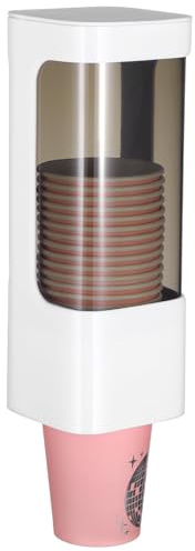 Dispensador de tazas montado en la pared, portavasos de baño para vasos desechables de papel y plástico de 3 a 5 onzas, dispensador de tazas enfriador de agua con placa adhesiva, ideal para el hogar