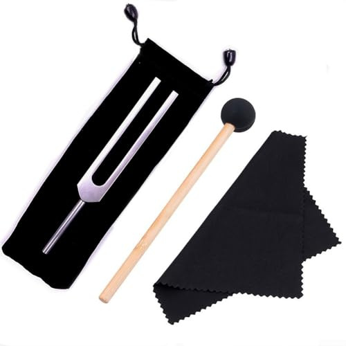 Stimmgabel 528Hz, Aluminiumlegierung Stimmgabel mit Silikonhammer und Tasche Hammer Klangheilung Therapie Werkzeugset für Meditation