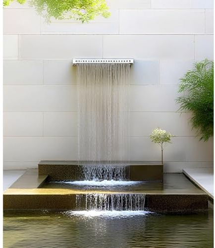 Wasserfall-Überlauf aus Edelstahl für Gartenteiche, Poolbrunnen für Schwimmbäder, Gartenteiche, Terrassen und Wellnessbereiche(100CM)