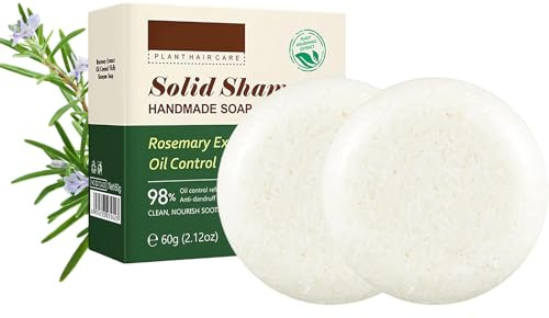 Rosmarin Festes Shampoo Bar mit Tiefenreinigung, Stärkende Haarseife für alle Haartypen, Kopfhautberuhigende Kräuterpflege, Feuchtigkeitsspendend & Öl-Kontrolle gegen Schuppen (2 Stk)