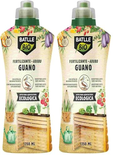 BATLLEBIO Fertilizante de Guano Natural1250 ml – Abono Líquido Natural NPK 5-5-6 con Micronutrientes y Aminoácidos – Para Plantas de Interior, Terraza y Jardín (Paquete de 2)