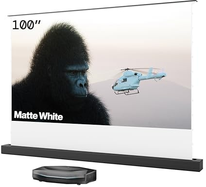 Set AWOL VISION Aetherion Pro + Pantalla de Suelo de 100 Pulgadas – Proyector de Ultra Corta Distancia con láser RGB Triple, 4K UHD, HDR10+, Dolby Vision y Atmos, para Cine en casa y Videojuegos