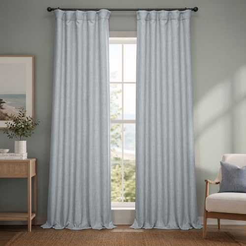 HPD Half Price Drapes Faux Linen Textured Room Darkening Curtains for Bedroom 84 Inches Long (1 Panel), 50W X 84L Curtains for Living Room Home Decor, Heather Grey | HPD Half Price Drapes Room Darkening Curtains for Bedroom -Textured, Unlined, Pole Pocket, Back Tab, Hook Belt