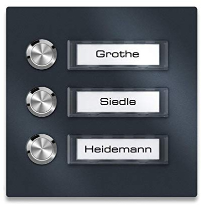 Metzler Türklingel Edelstahl Anthrazit - Namensschild austauschbar - LED-Taster - Aufputz-Montage