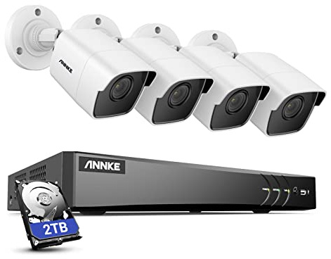 ANNKE 5MP CCTV Camera System, 4K 8 Channel H.265+ DVR with 2TB Security Hard Drive, 4X 5MP Wired Outdoor Security Bullet Cameras,Smart Human/Vehicle Detection,100 ft Night Vision,Smartphone Access