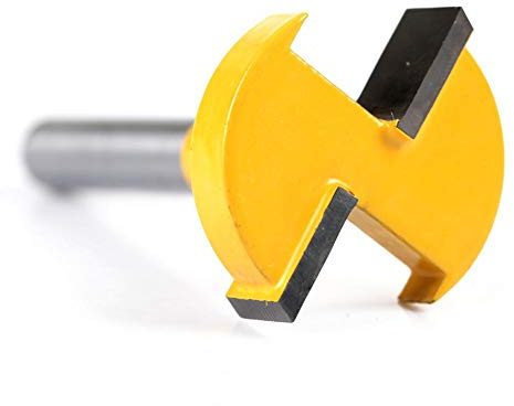 Walfront 1/4 Hartmetall T-Nuten Fräser, Gerader Schnitt, 2 Fluten, für Holzschlitze, 27mm (Gelb)