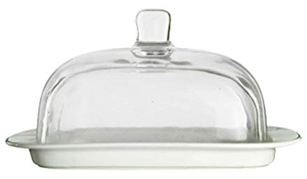 Fresh Butterdose/Hochwertig Butterschale Keramik-Basis Glasdeckel Butter Box Käseglocke Dessert Abdeckung Küche Crisper, Haushaltsbutterschale Mehrzweckbutterdose Klassische Butterschale ( Size : A )
