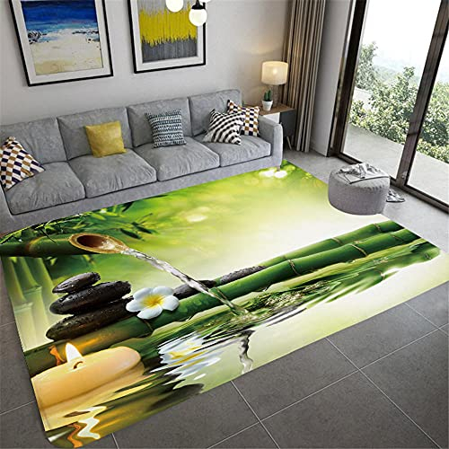 QHDXL Teppich Wohnzimmer 120x170 Smaragdgrüner Bambus Teppiche Kurzflor Carpet Weicher Blanket Kurzfloriger Tepich Wohnzimmer Kurzflor Teppich Modern Soft Waschbar