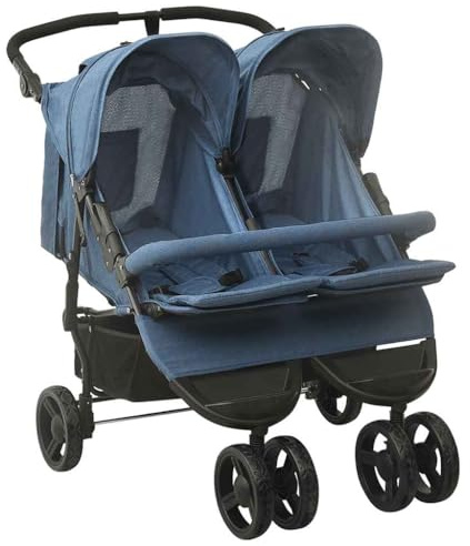 vidaXL Geschwisterwagen Marineblau Stahl