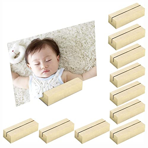Porte Menu, Porte Menu Mariage 10pcs, Support Carte, Porte Nom Mariage, Bois Naturel Support Photo Carte, Porte-Cartes en Bois, pour Restaurants, Mariages, Banquets et Fêtes