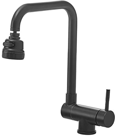 Wasserhahn Küche Klappbar vor Fenster Küchenarmatur Schwarz Heiß Wasser und Kalt Wasser Drehgelenk Edelstahl Spülbeckenarmatur