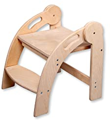 Kidodido Fußhocker aus Holz | Tritthocker aus zusammenklappbar | Langlebig & Zwei Schritte Fußhocker |Kinderstuhl aus Holz