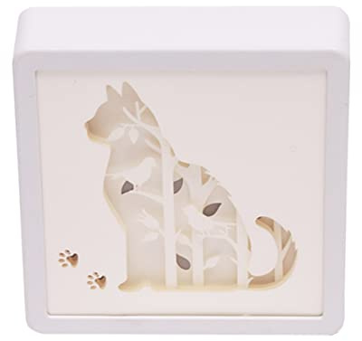 CIM 3D Papercut Lightbox – SQUARE Cat – Maße: 16x5x16cm – Katze Shadowbox Wohnaccessoire - Schnitzlampe aus Papier – kreatives Nachtlicht – einzigartige Dekoration für Fensterbänke und Regale