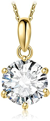 JewelryPalace Rund 1ct 1.5ct 2ct 3ct Moissanite Kette Anhänger, Simulierter Diamant Braut Schmuck Set, Halskette Damen Silber 925 Collier Damen mit Stein, Schmuck Mädchen Frauen Rosegold Gold 45CM