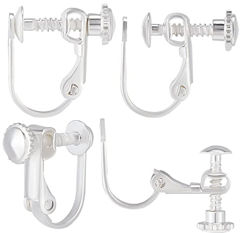 Beebeecraft 1 Box 20 Stück Ohrringe Clips Konverter 925 Sterlingsilber Messing Schrauben Clip on Ohrring-Konverter Für Nicht Durchstochene Ohren Damen Schmuck