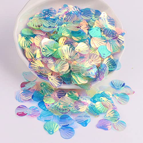 Wambere 360 Stück Shell Pailletten,Shell Form Pailletten basteln Lose Pailletten Cup Schillernde Spangles Handgemachte DIY Kreative Farbe Perlen Pailletten für Handwerk Hochzeitsdekoration 13mm,Gold