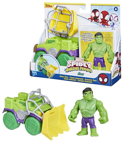 Marvel Spidey et Ses Amis Extraordinaires, Coffret Camion démolisseur de Hulk, Figurine avec véhicule et Accessoire, Jouets préscolaires, Vert