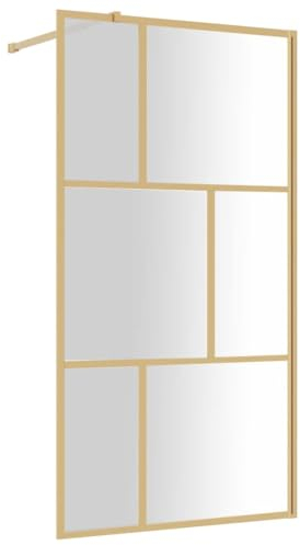vidaXL Parete per Doccia Walk-in Vetro Trasparente ESG 100x195 cm Oro