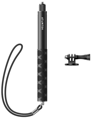 ATUMTEK 114 cm osynlig selfiepinne för Insta360,7-stång actionkamera aluminium selfiestång stång, utdragbar handhållen polstick monopod kompatibel med Insta360, GoPro, DJI, X3, ONE RS/X2/X3