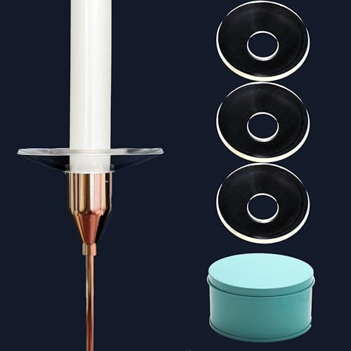 3 Pack Glass Candle Bobeches for 7/8 inch Candle, Reinforced Glass Candle Rings, Wax Drip Catcher for Candlestick Holders with Cleaning Cloth
