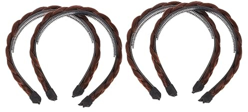 Housoutil Lot de 2 Bandeaux Tressés Larges Synthétiques pour Filles 2 Pièces