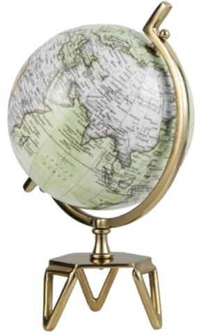 Maxmass 13cm/21cm/25cm World Globe, 360° Rotating Geography Globe with Metal Meridian and Triangle Stand, Desktop Antique Earth Globe for School Home Office (S)