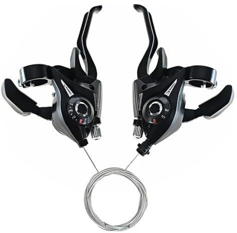 Relwears Fahrrad-Bremshebel, 3 x 7, 21-Gang, Mountainbike-Schalthebel-Set mit Ganganzeige, Kabel-Daumen-Umwerferhebel-Getriebe für Mountainbike, Rennrad, MTB (1)