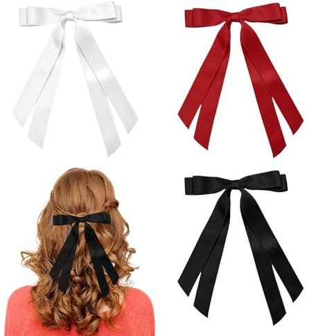 Bzzerumy 3 Stück Haarschleife, Bow, Haaraccessoires Damen, Haar Accessoire Frauen, Haarklammer Schleife, Spangen Haare, Übergroße Haarspangen mit Riesiger Schleife, Womens Hair Bows Lace