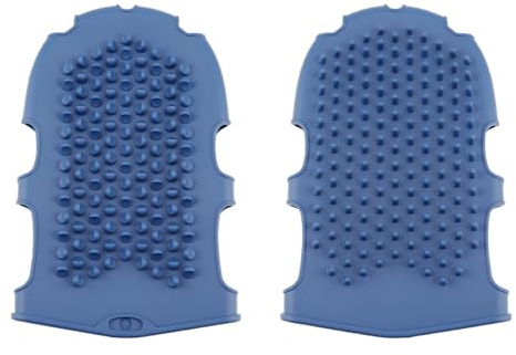 LNQ LUNIQI Silikon Massage Badehandschuhe, 1 Paar Weich Massagehandschuhe Körper Massagebürste Körperbürste Handschuh Peeling Bürste für Rücken Hände Füße, Navy Blau