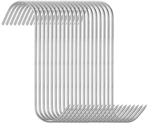 sourcing map 20 ganchos para carne de 7.9 pulgadas, 4 mm, acero inoxidable, gancho para ahumar, gancho de carnicero, gancho de carnicero para ahumar, asar, carne de res, costilla, barbacoa